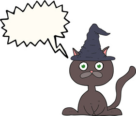 freehand drawn speech bubble cartoon halloween cat