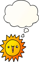 cartoon sun with thought bubble in smooth gradient style