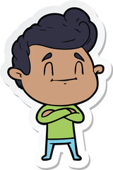 sticker of a happy cartoon man