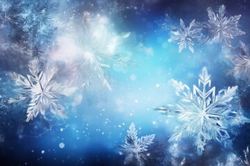 Festive winter backdrop adorned with snowflakes. Generative AI