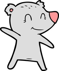 smiling bear pointing