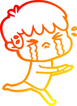 recommend clip art: warm gradient line drawing of a cartoon boy crying