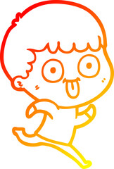 warm gradient line drawing of a cartoon man staring