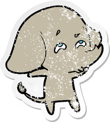 distressed sticker of a cartoon elephant remembering