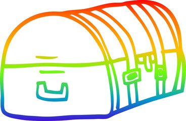 rainbow gradient line drawing of a cartoon travel chest