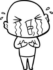 cartoon crying bald man