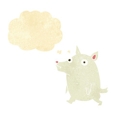 cartoon funny little dog with thought bubble
