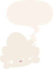 cartoon cloud with speech bubble in retro style