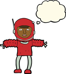 cartoon astronaut with thought bubble