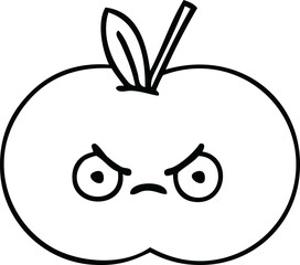 line drawing cartoon of a juicy apple