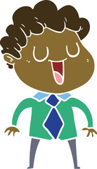 laughing flat color style cartoon man