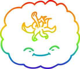 rainbow gradient line drawing of a cartoon tomato