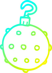 cold gradient line drawing of a cartoon red bauble