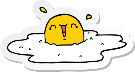 sticker of a cartoon fried egg