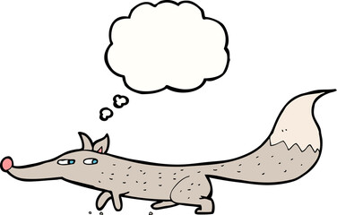 cartoon little wolf with thought bubble