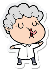 sticker of a cartoon man pulling face