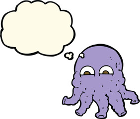 cartoon alien squid face with thought bubble