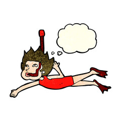 cartoon swimmer with snorkel with thought bubble