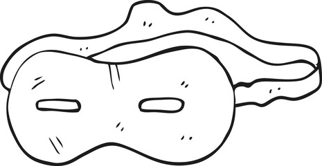 freehand drawn black and white cartoon mask