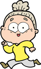 cartoon happy old woman