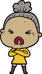 cartoon angry old woman