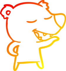 warm gradient line drawing of a cartoon bear
