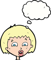 cartoon shocked expression  with thought bubble