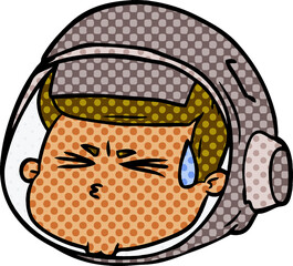cartoon stressed astronaut face