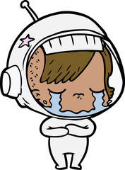 cartoon crying astronaut girl