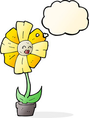 cartoon flower with thought bubble
