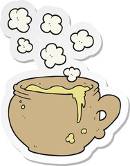 sticker of a cartoon mug of soup