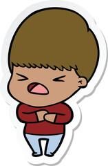 sticker of a cartoon stressed man