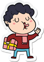 Obraz premium sticker of a cartoon man singing