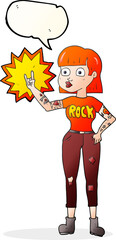freehand drawn speech bubble cartoon rock girl
