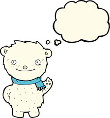 cartoon cute polar bear with thought bubble