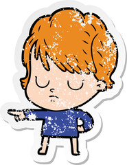 distressed sticker of a cartoon woman