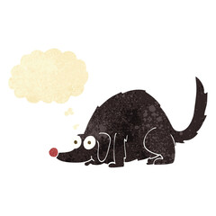 cartoon happy dog with thought bubble