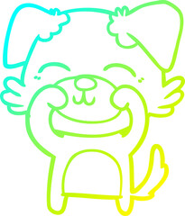 cold gradient line drawing of a cartoon dog