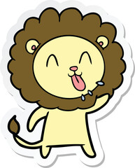 sticker of a happy cartoon lion
