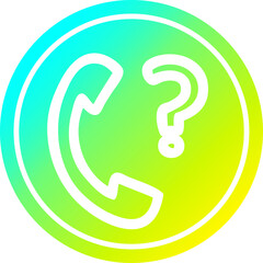 telephone handset with question mark circular icon with cool gradient finish