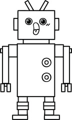 line drawing cartoon of a robot