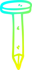 cold gradient line drawing of a cartoon iron nail