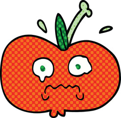 comic book style cartoon of a sad apple