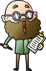 cartoon joyful man with beard