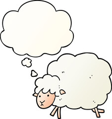 cartoon sheep with thought bubble in smooth gradient style