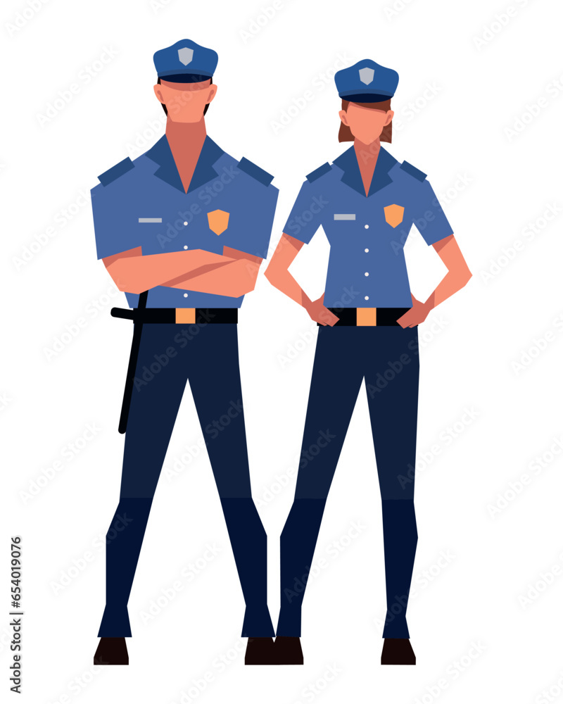 Wall mural polices standing front view