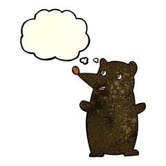 funny cartoon black bear with thought bubble