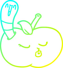 Obraz premium cold gradient line drawing of a cartoon worm in apple