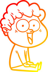 warm gradient line drawing of a cartoon happy man