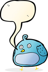 cartoon fat bird with speech bubble